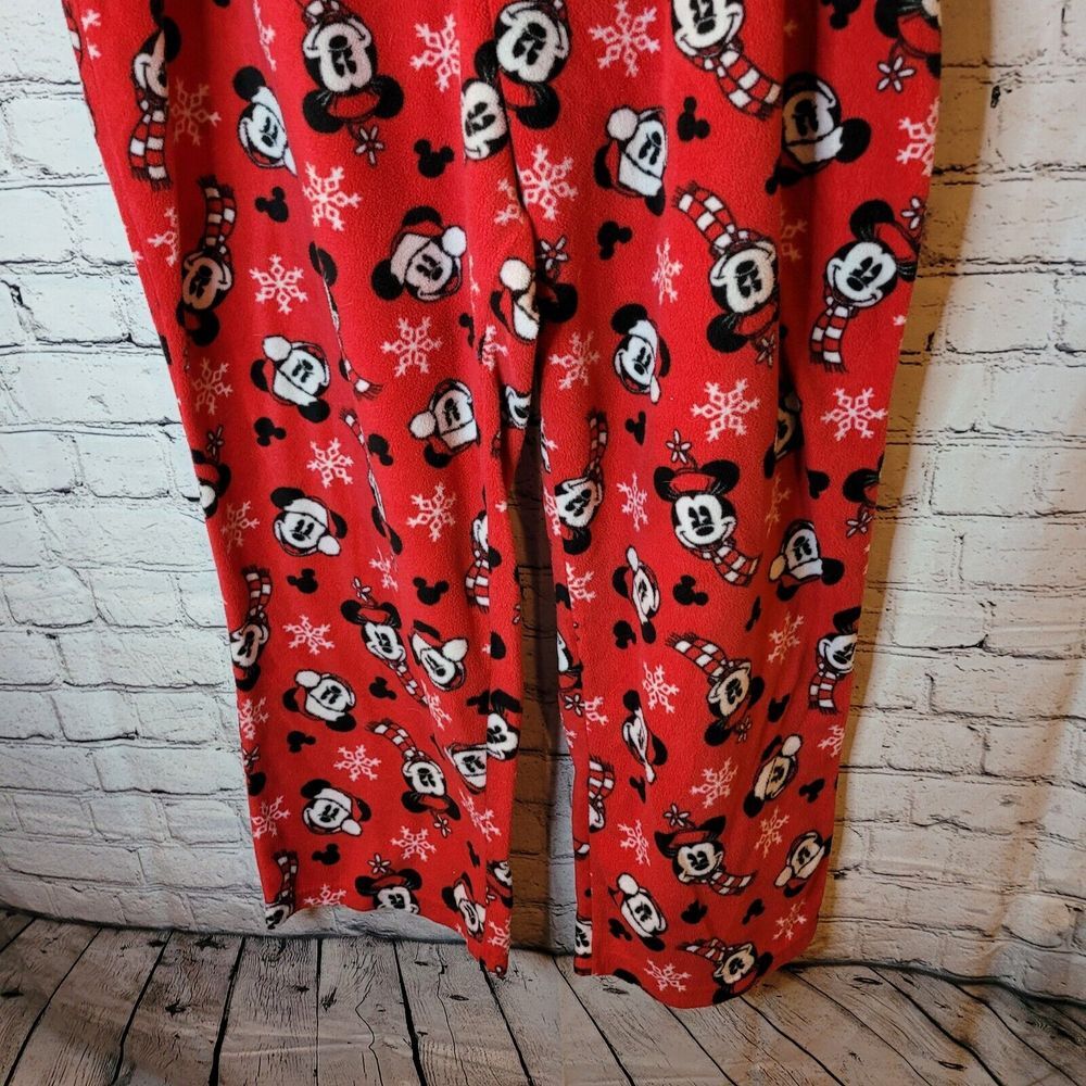 Disney‎ Minnie Mouse Pajama Set Womens 2X Red Gray Excellent Holiday Fleece 2pc - Picture 5 of 8